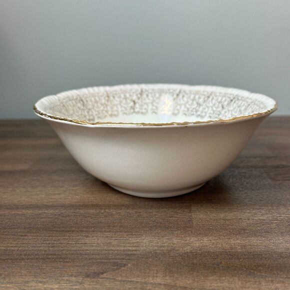 Vtg 1950s Homer Laughlin China Serving Dish Rose Gold Filigree Retro Cottage USA - Picture 6 of 12